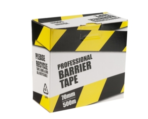 Barrier Safety Tape - Black & Yellow (non-sticky) 70mm x 500m