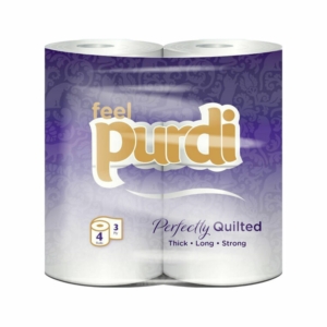 Purdi Quilted 3ply Toilet Rolls White (10 x 4 Pack)
