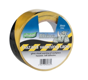 Hazard Warning Tape (Sticky) - Yellow & Black 50mm x 33m