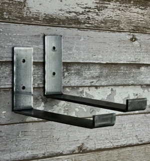Pair of "Up Style" Scaffold Shelf Brackets Bare Finish  - 9" Boards